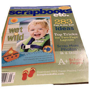 Scrapbooks etc Aug Sept 2008 Magazine top tricks 2 page layouts photos school